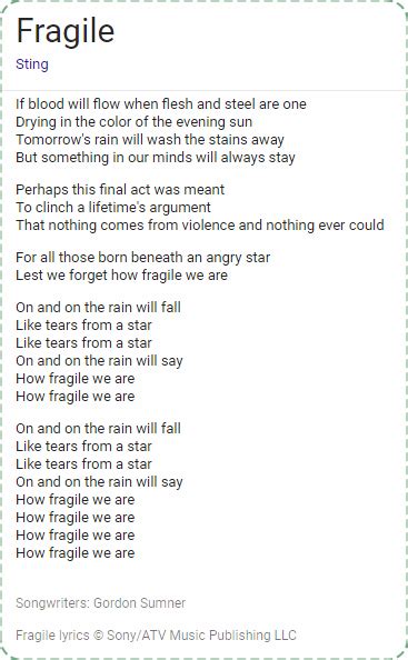 fragility lyrics